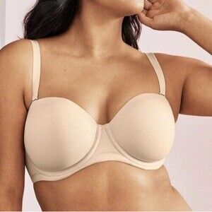 Wacoal Womens Red Carpet Strapless Full Busted Underwire Bra 854119 Sand Sz 34DD